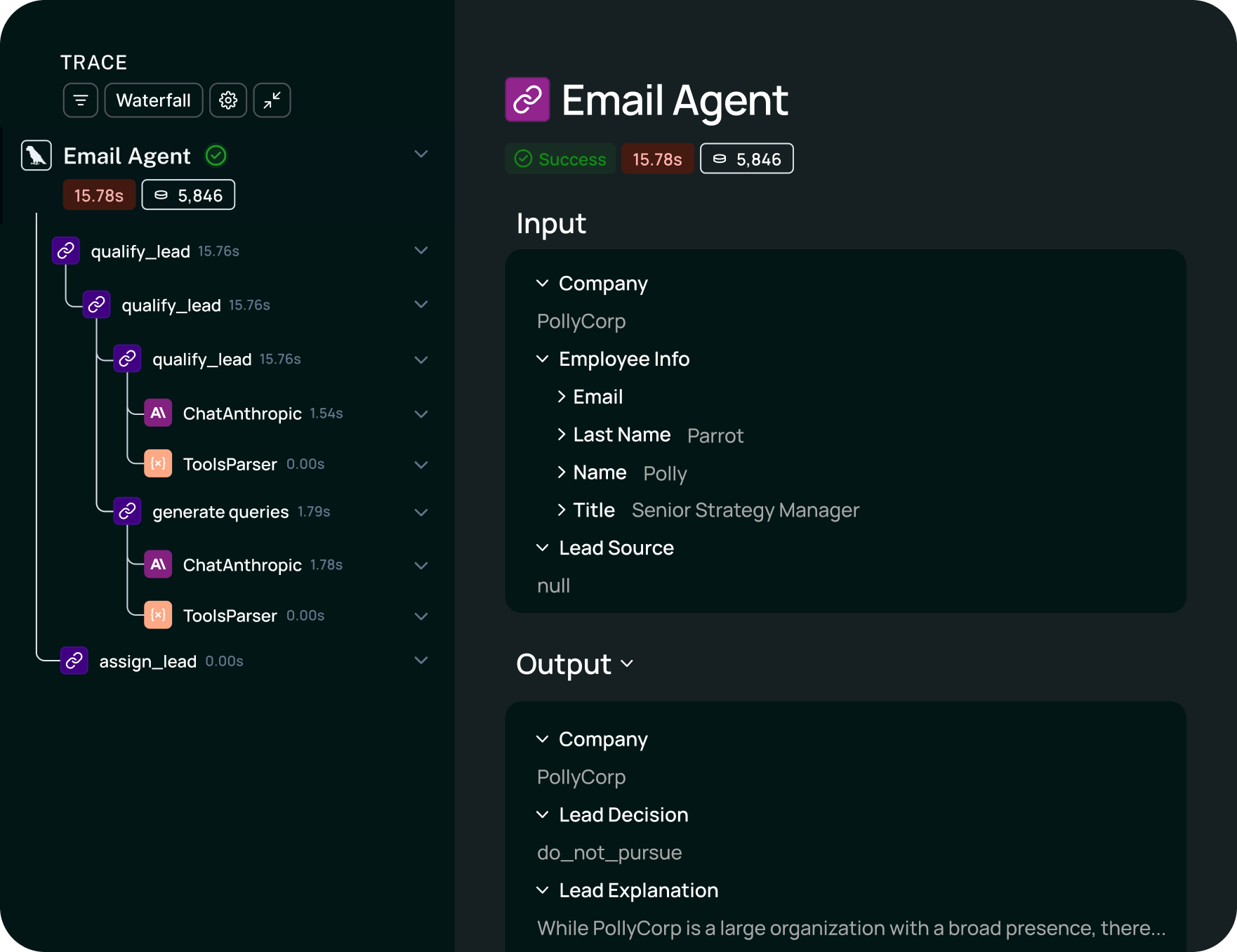 LangSmith dashboard